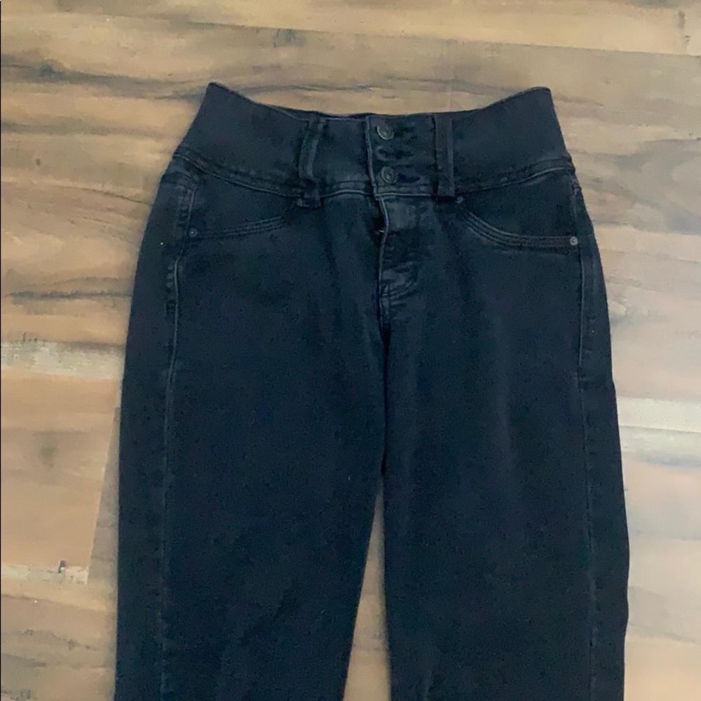 Black High Rise 3 button jeans